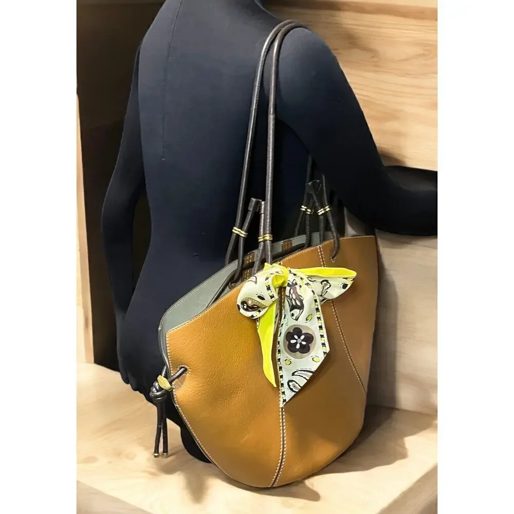 Tory Burch Leather Spaghetti Strap Tote Bag